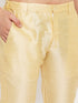 Vastramay Men's Beige Matka Silk Kurta and Gold Pant Style Pyjama Set